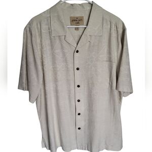 Men's Havana Jacks Cafe Cream Casual Silk Button Down Shirt Size Large